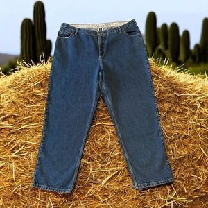 Lands End Jeans Womens 22W Fit 3 Blue Thick Durable Distressed Jeans 100% Cotton